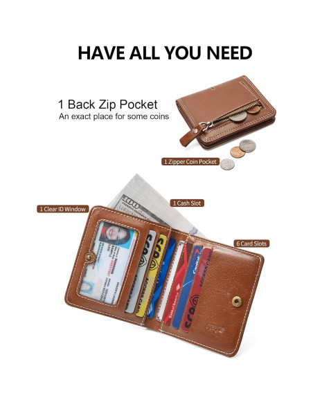 Billetera Delgada Bifold TFKGS de Cuero Vegano Marrón RFID