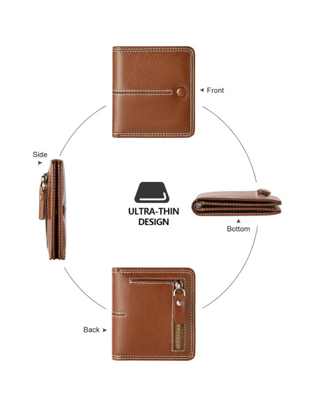 Billetera Delgada Bifold TFKGS de Cuero Vegano Marrón RFID