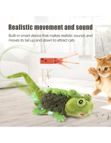 Juguete Interactivo para Gatos Migipaws Lagarto Verde Recargable