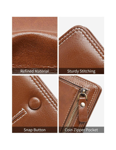 Billetera Delgada Bifold TFKGS de Cuero Vegano Marrón RFID