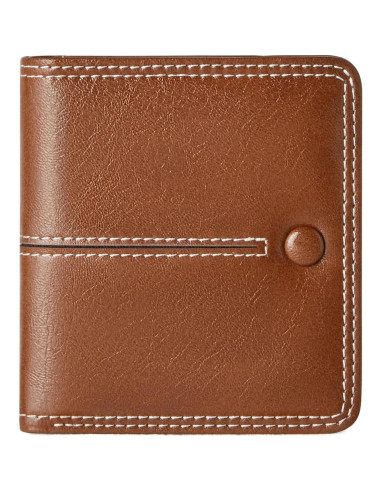 Billetera Delgada Bifold TFKGS de Cuero Vegano Marrón RFID