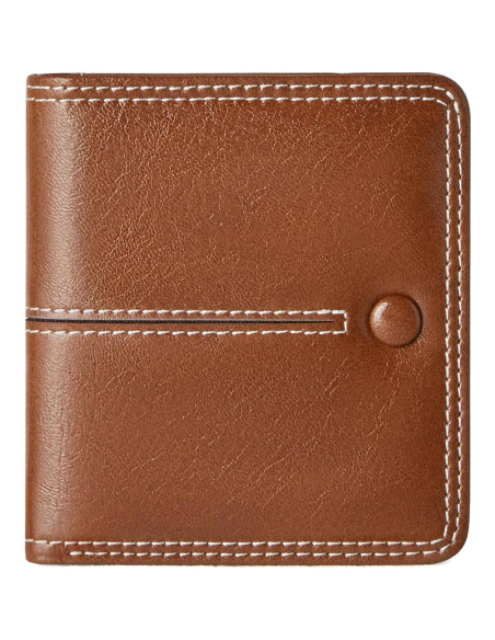 Billetera Delgada Bifold TFKGS de Cuero Vegano Marrón RFID