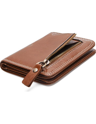 Billetera Delgada Bifold TFKGS de Cuero Vegano Marrón RFID