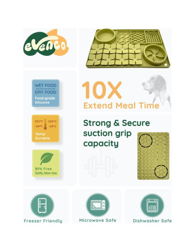 Alfombrilla de Lamer 4 en 1 Evenco para Perro y Gato Verde