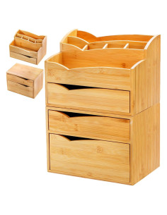 Organizador de Escritorio Yopay de Bambú Apilable 3 Cajones