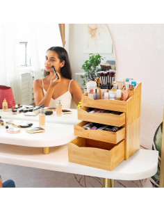 Organizador de Escritorio Yopay de Bambú Apilable 3 Cajones 2