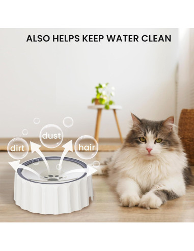 Cuenco de Agua Antideslizante para Perros 2L Famigreta Blanco