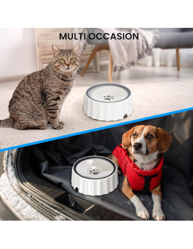 Cuenco de Agua Antideslizante para Perros 2L Famigreta Blanco