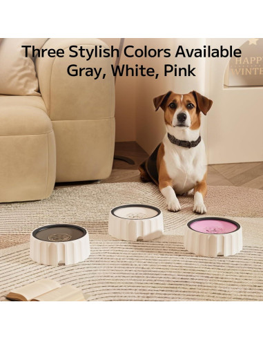 Cuenco de Agua Antideslizante para Perros 2L Famigreta Blanco