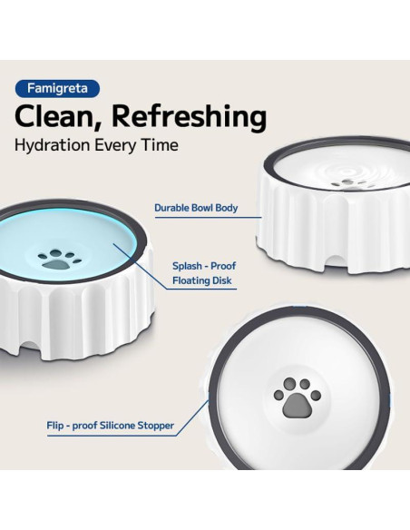 Cuenco de Agua Antideslizante para Perros 2L Famigreta Blanco Cuenco de Agua Antideslizante para Perros 2L Famigreta Blanco