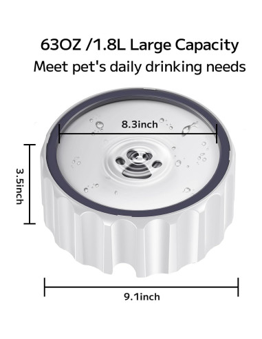 Cuenco de Agua Antideslizante para Perros 2L Famigreta Blanco