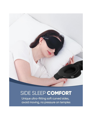 MZOO Máscara de Sueño 3D Negra para Durmientes de Lado