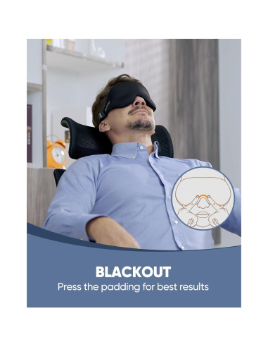 MZOO Máscara de Sueño 3D Negra para Durmientes de Lado