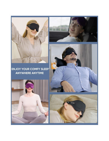 MZOO Máscara de Sueño 3D Negra para Durmientes de Lado