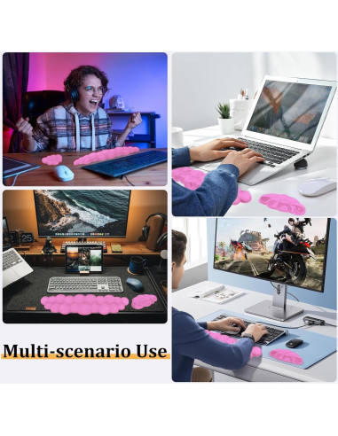 Reposamuñecas de Gel Ergonómico XIAONAN Rosa para Teclado y Ratón