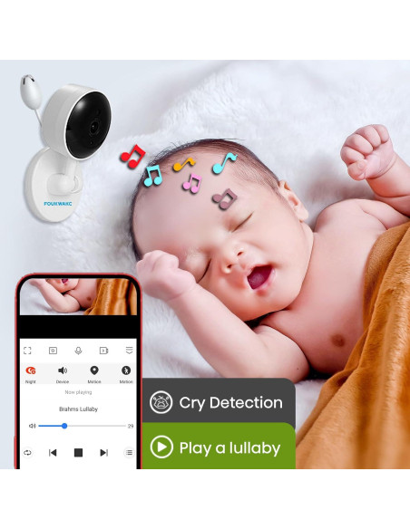 Monitor de Bebé FOUKWAKC 2K con Audio y Visión Nocturna Monitor de Bebé FOUKWAKC 2K con Audio y Visión Nocturna