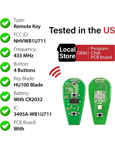 Control Remoto Llave Subaru NHVWB1U711 4 Botones 1999-2011
