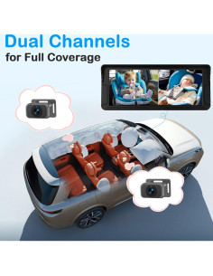 Cámara Doble para Bebés en Auto Fodkh - Pantalla 6.9" HD 2