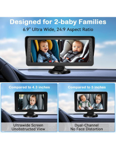 Cámara Doble para Bebés AMTIFO - Pantalla HD 6.9" Rotativa 2