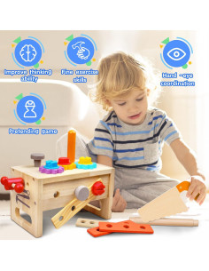 Juego de Herramientas de Madera 29 PZS Montessori para Niños 2