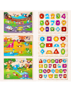 Rompecabezas de Madera SYNARRY 6 Piezas Educativos 1-3 Años 2