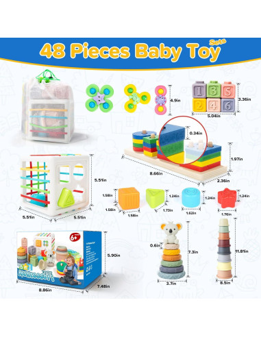 Juguetes Montessori 6 en 1 Somastung para Bebés 6-12 Meses