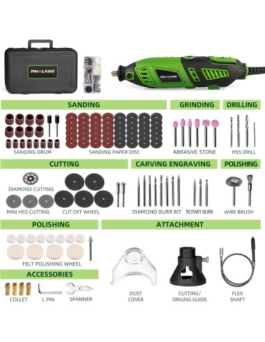 Kit Herramienta Rotativa PHALANX 180W 139 Accesorios