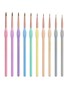Juego de 10 Pinceles Detalle Nicpro, Mango Ergonómico