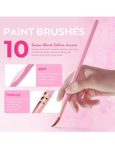 Juego de 10 Pinceles Detalle Nicpro, Mango Ergonómico 2