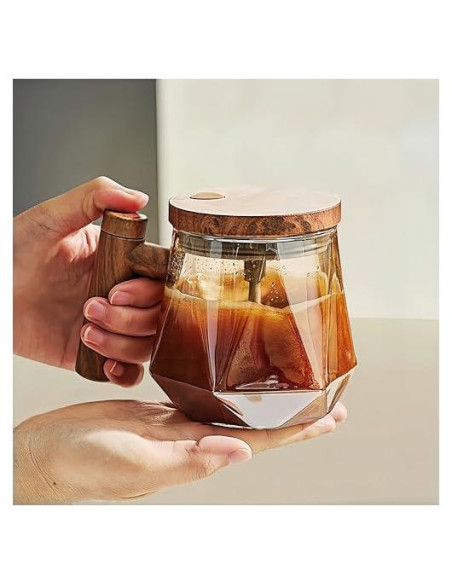 Taza de auto-mezcla NeovaHome 400ml vidrio borosilicato