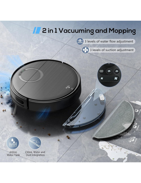 Aspiradora Robótica 2 en 1 UMMUND T7S con Mopa, 2000Pa