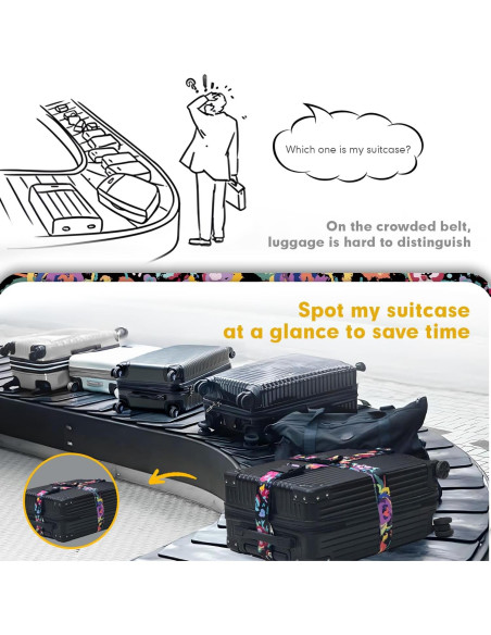 Correas de Equipaje LvliLighting Ajustables 86-168cm Negro 2 Pzas