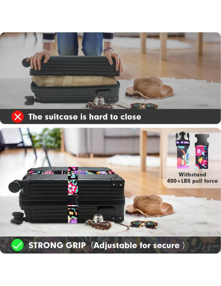 Correas de Equipaje LvliLighting Ajustables 86-168cm Negro 2 Pzas