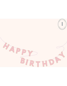 Banner de Feliz Cumpleaños Bonjour Fete 3.05 m Rosa Elegante 2