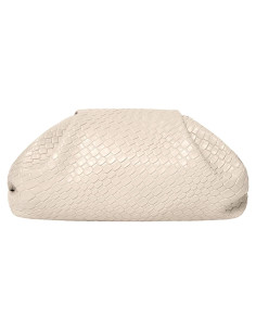 Bolso Clutch Dumpling PHILOMENA de Cuero Vegano Beige 29.5x8x18cm