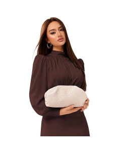 Bolso Clutch Dumpling PHILOMENA de Cuero Vegano Beige 29.5x8x18cm 2