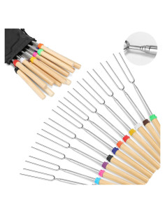 Juego de 12 Palos Telescópicos para Asar Malvaviscos Hadoife