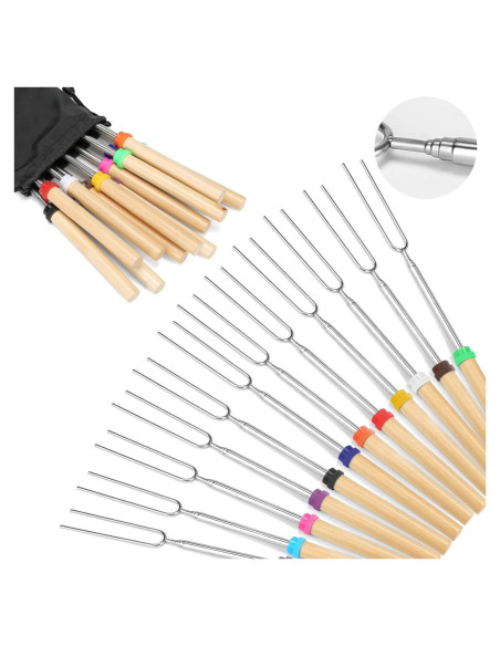 Juego de 12 Palos Telescópicos para Asar Malvaviscos Hadoife