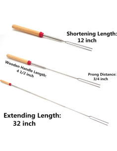 Juego de 12 Palos Telescópicos para Asar Malvaviscos Hadoife 2