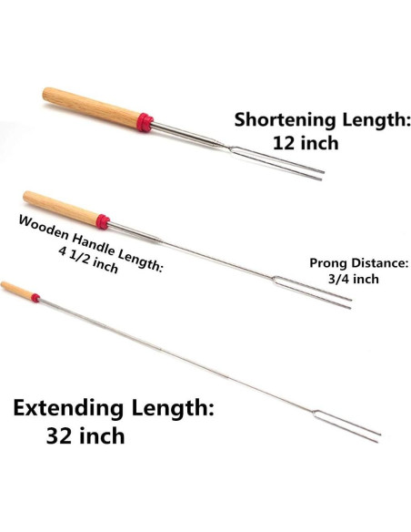 Juego de 12 Palos Telescópicos para Asar Malvaviscos Hadoife