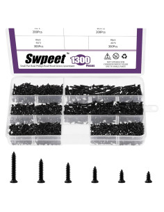 Kit de Tornillos de Madera Swpeet 1300 Pcs Autoperforantes