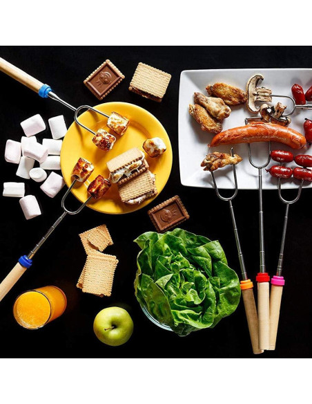 Juego de 12 Palos Telescópicos para Asar Malvaviscos Hadoife