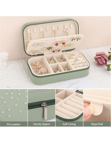 Caja de Joyería de Viaje DesignSter Verde Aguacate Compacta