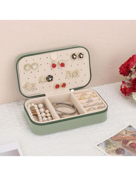 Caja de Joyería de Viaje DesignSter Verde Aguacate Compacta