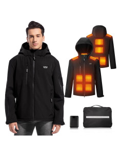Chaqueta Calentada Hombre 14400mAh Resistente al Agua y Viento