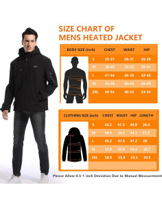 Chaqueta Calentada Hombre 14400mAh Resistente al Agua y Viento 2
