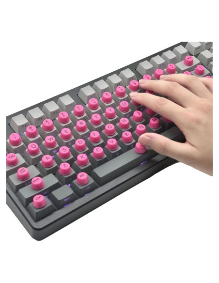 Pegatinas para Teclados de Uñas Largas Yathkyed Rosa 64Pcs