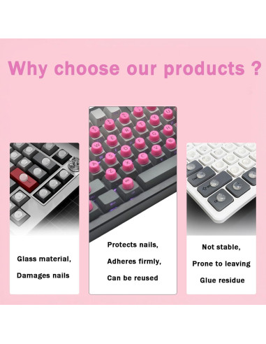 Pegatinas para Teclados de Uñas Largas Yathkyed Rosa 64Pcs