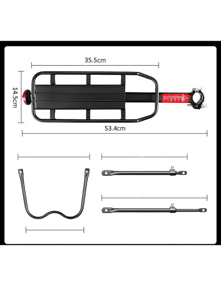 Portaequipajes de Bicicleta CooFel Ajustable 30kg Negro