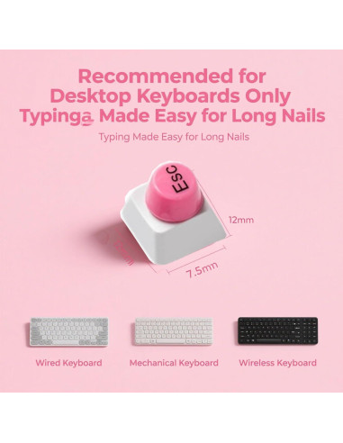 Pegatinas para Teclados de Uñas Largas Yathkyed Rosa 64Pcs